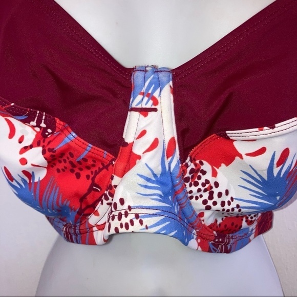 Swimsuits For All Floral Bikini Bra Top Plus Size 24 Red White Blue - Picture 2 of 6